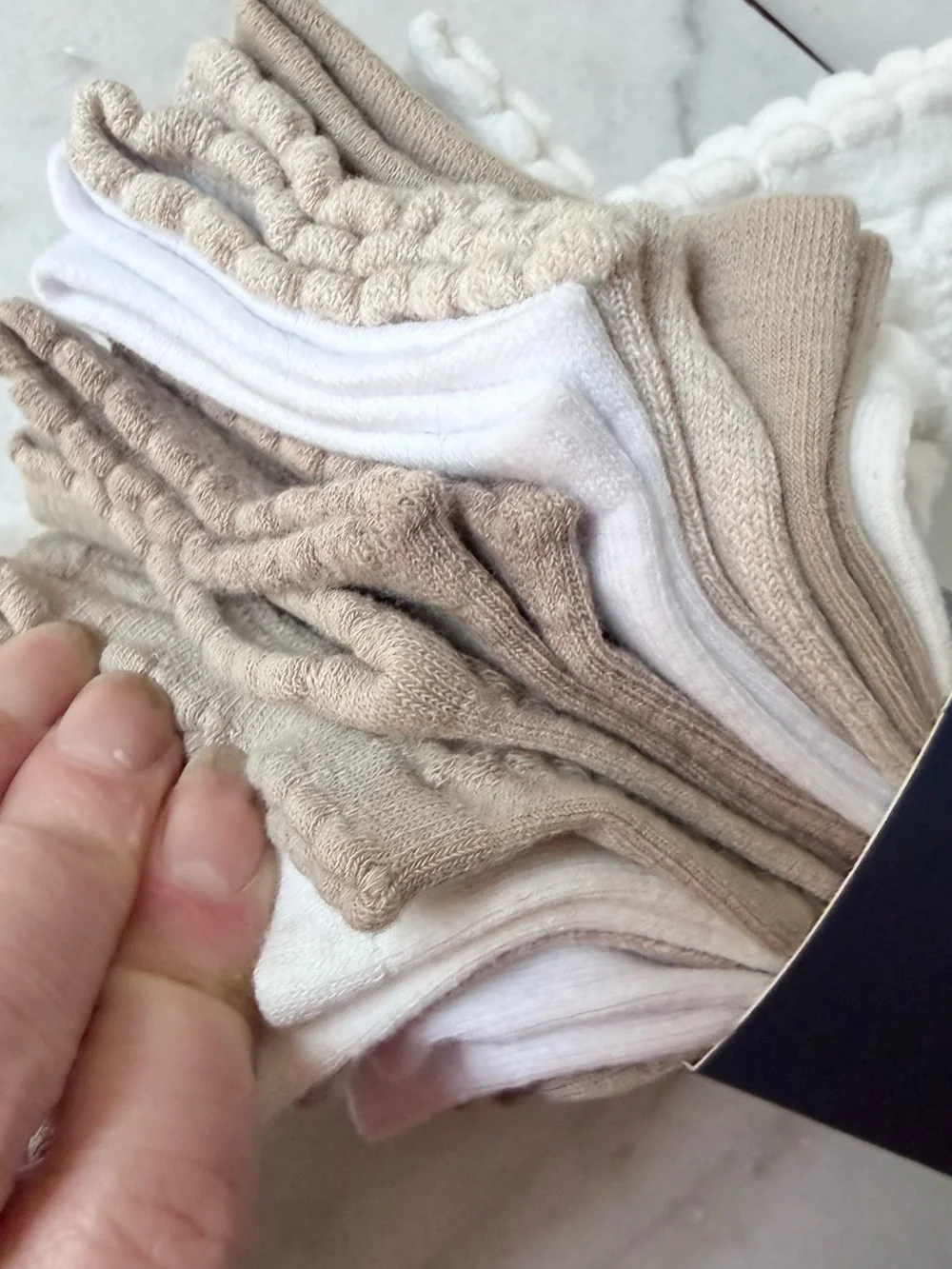 GAP Women's Cotton Low Cut Socks - White & Tan set of 10